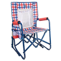 Smooth Motion Stowaway Rocker with Storage Pouch - Choice 573 - Heavy-Duty Kickback Rocker with Beverage Holder - Patriotic Plaid