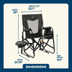 Luxury Camp Stowaway Rocker with Side Table - Choice 253 - Patented Spring-Action Rocking Chair for Camping Detail