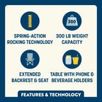 Luxury Camp Stowaway Rocker with Side Table - Choice 253 - Patented Spring-Action Rocking Chair for Camping Detail