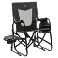 Luxury Camp Stowaway Rocker with Side Table - Choice 253 - Patented Spring-Action Rocking Chair for Camping - Dark Charcoal