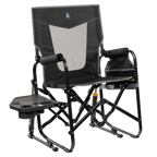 Luxury Camp Stowaway Rocker with Side Table - Choice 253 - Patented Spring-Action Rocking Chair for Camping - Dark Charcoal