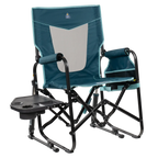 Luxury Camp Stowaway Rocker with Side Table - Choice 253 - Patented Spring-Action Rocking Chair for Camping - Teal
