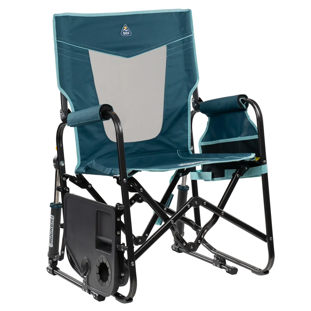 Luxury Camp Stowaway Rocker with Side Table - Choice 253 - Patented Spring-Action Rocking Chair for Camping Detail