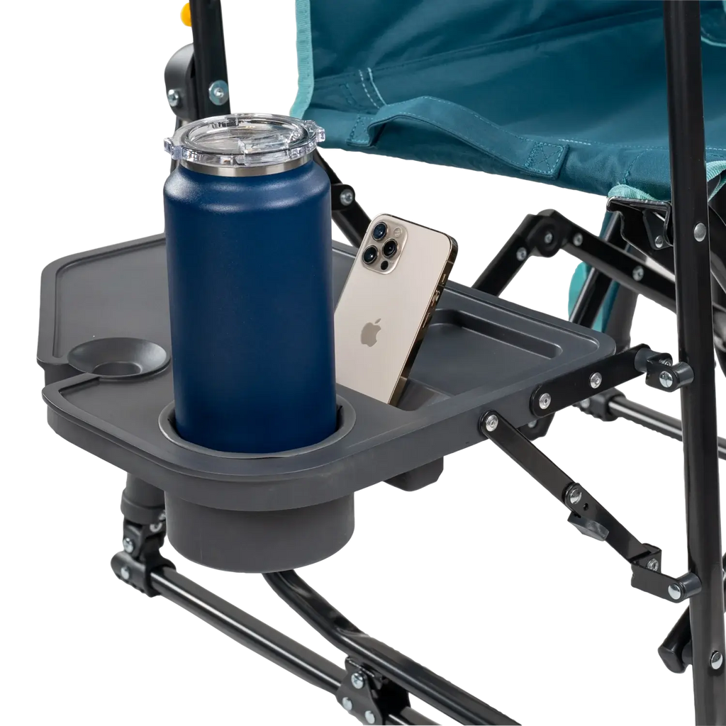 Luxury Camp Stowaway Rocker with Side Table - Choice 253 - Patented Spring-Action Rocking Chair for Camping Detail